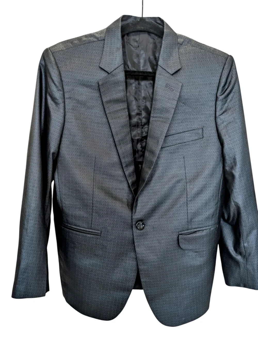 Men's Formal Charcoal Metallic Grey Slim Fit 2 Piece Suit Set Xl